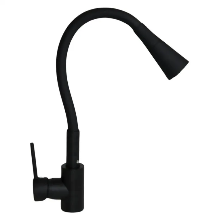 Torneira Gourmet Cano Emborrachado Inox Preto Fosco
