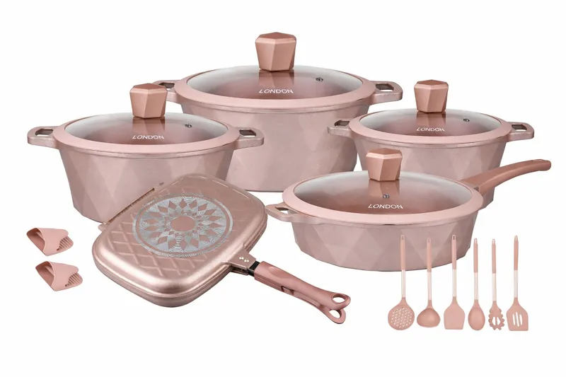 Jogo de Panelas London Pink 17 Peças