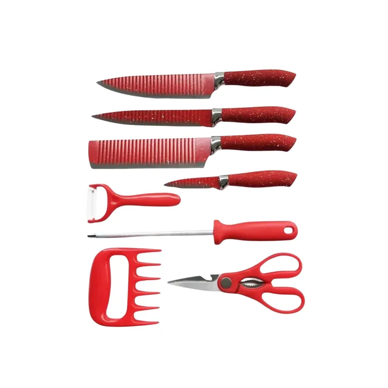 Kit de Facas 8 Peças Genebra Vermelha